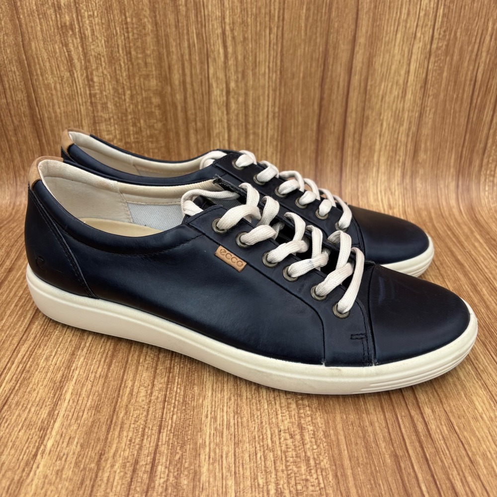 ECCO Soft 7 Sneakers Womens 10-10.5 Navy Blue Leather Low Top 43000311038